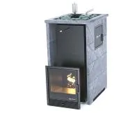 печь для бани изистим геленджик м2 premium в трехстор. кожухе из талькохлорита откр.верх вход с тыла
