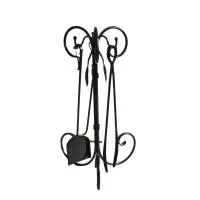 набор для камина напольный, круглая подставка, большая пнк-3б (подставка+3 предмета)  банные эксперт